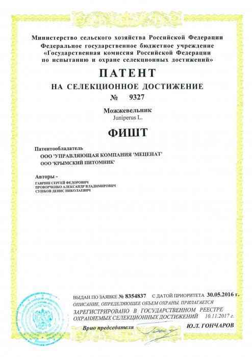 Патент на селекционное достижение "ФИШТ"